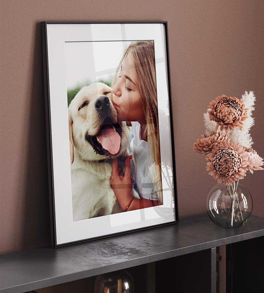 Foto eines Hunden in einem gerahmten Foto