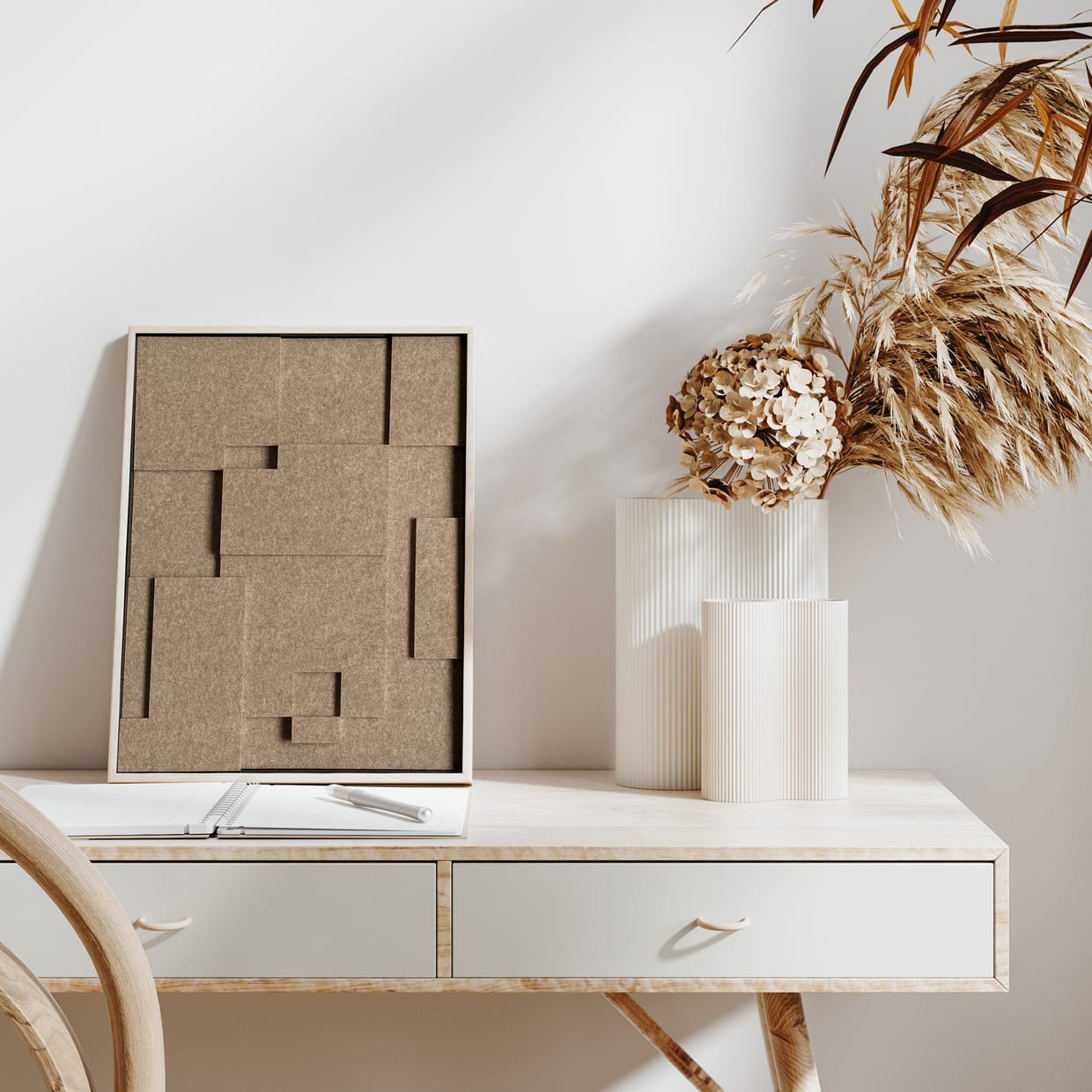 Filzkunst in einem warmen, ruhigen Zimmer