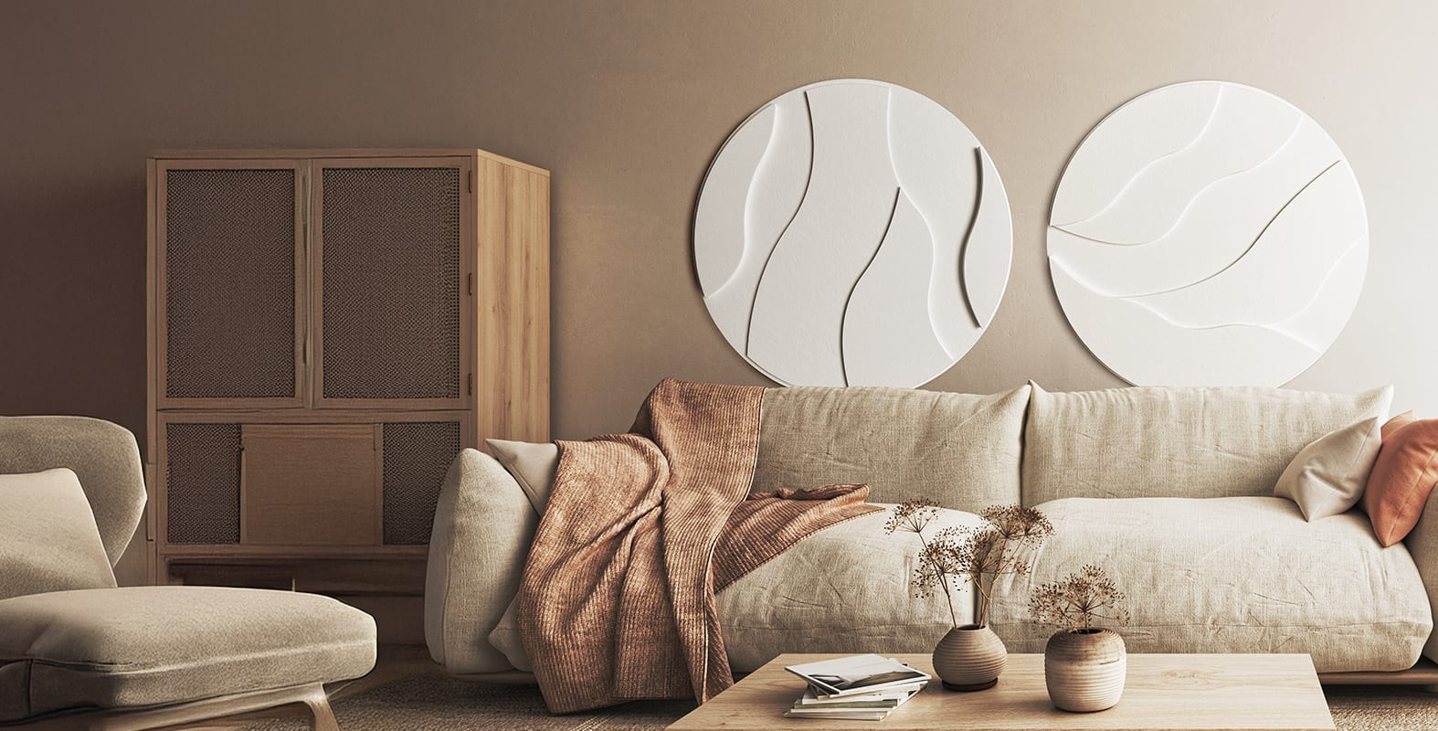 Filzkunst. Eindrucksvolle Kunst aus recycelten Plastikflaschen. Schalldämmend und akustisch absorbierend!